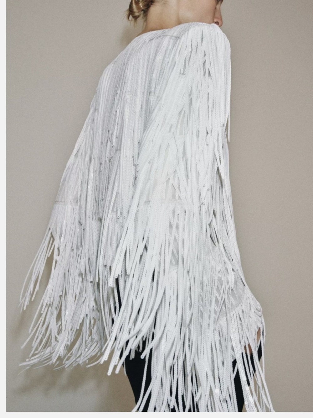 ZARA SEQUIN FRINGE JACKET - Picture 6 of 16